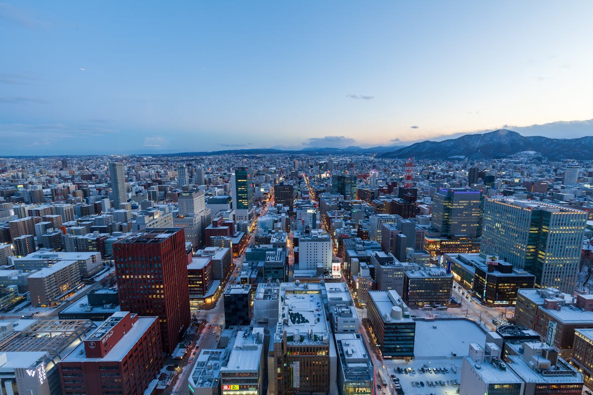 Sapporo skyline with surrounding Hokkaido mountains