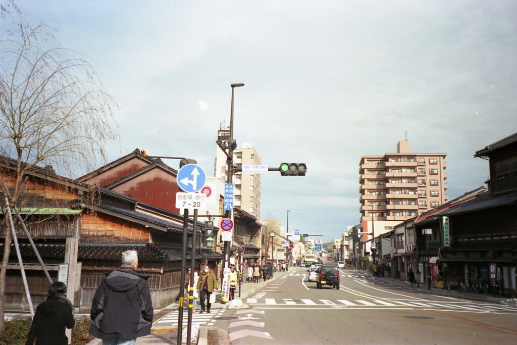 Traditional and modern street architecture in Kanazawa, Japan
