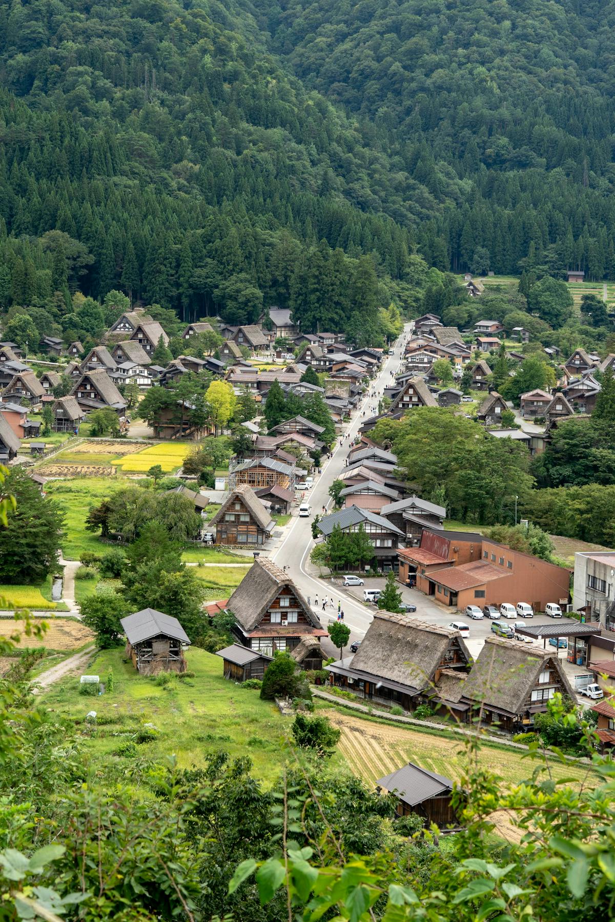 Traditional thatched-roof farmhouses in rural Iwate, Tohoku Japan