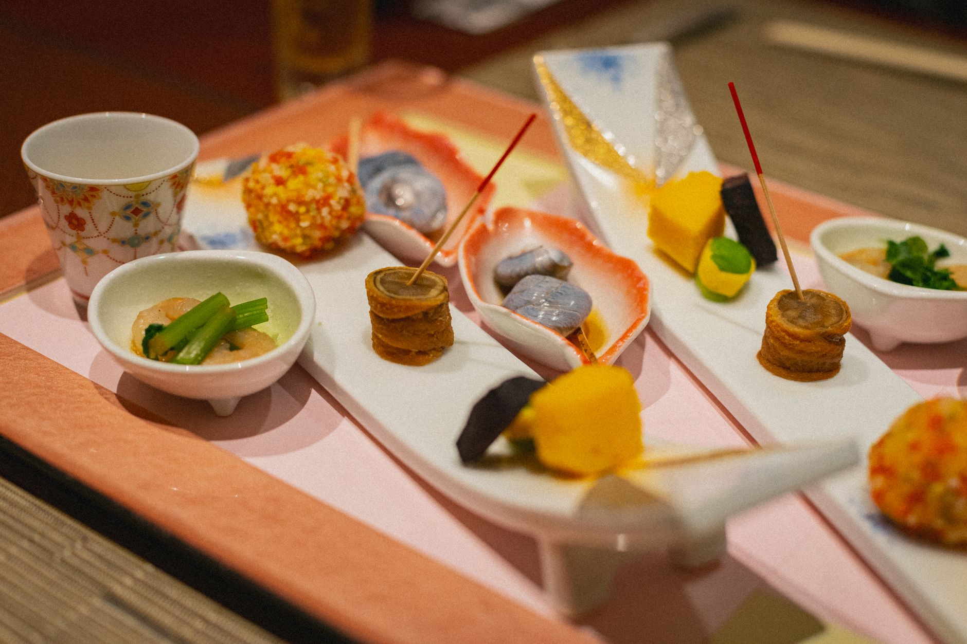 A kaiseki dinner served in a Kyoto ryokan