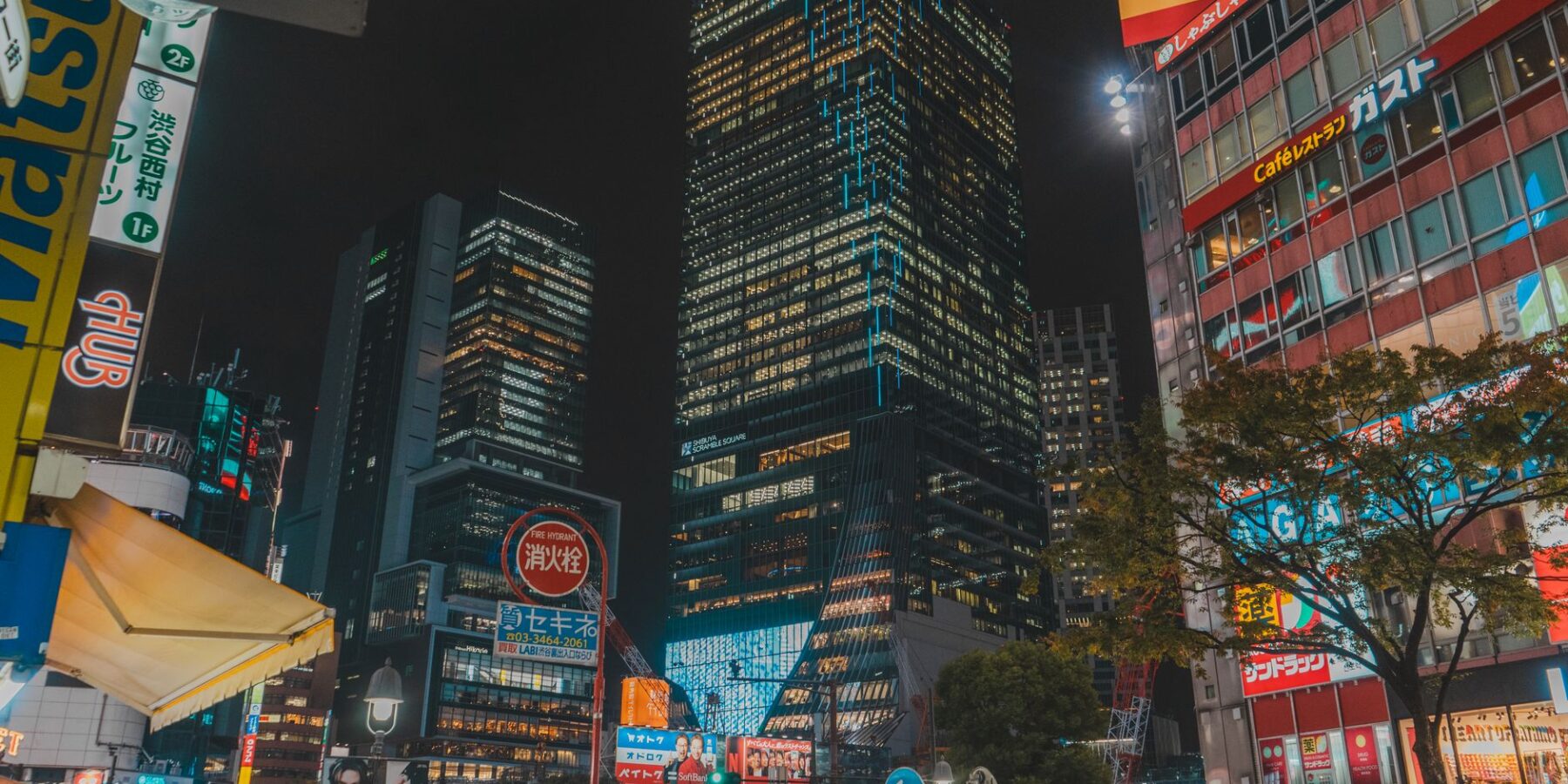 The Shinjuku skyline at night in Tokyo