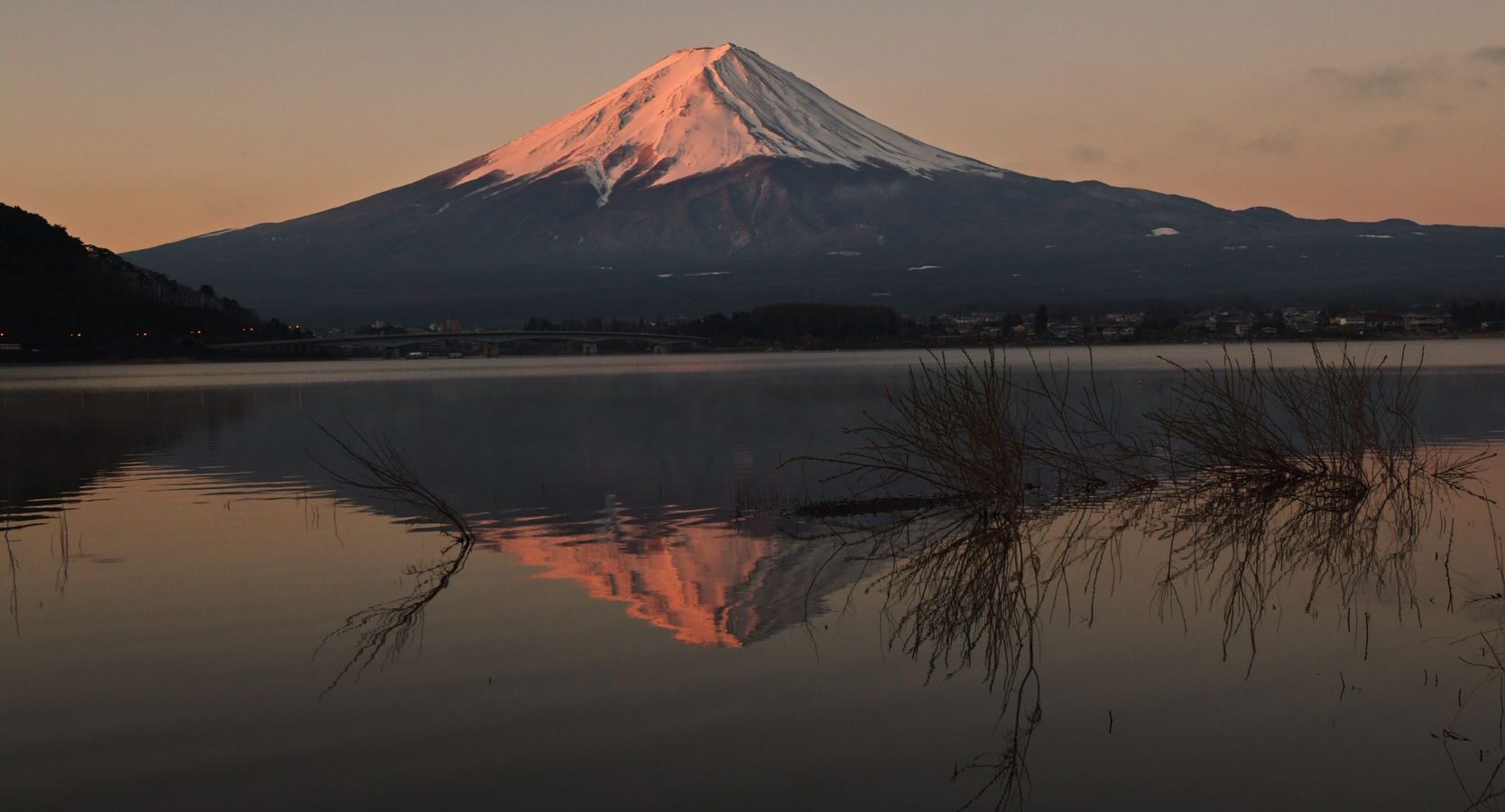 Mount Fuji reflected in Lake Kawaguchiko