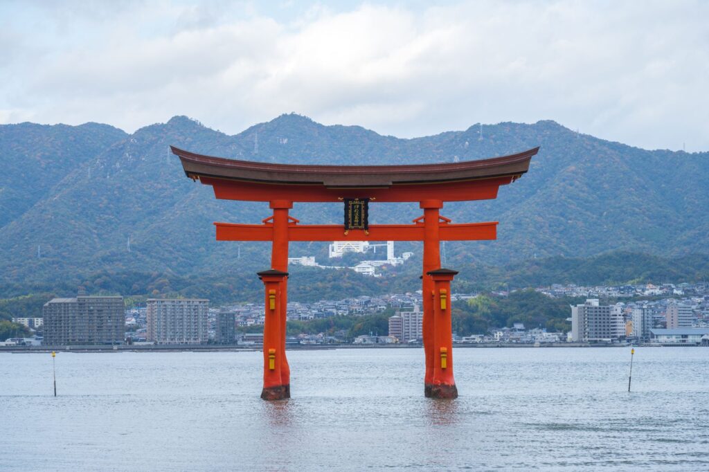 Floating torii gate of Itsukushima Shrine on Miyajima, Hiroshima, Japan