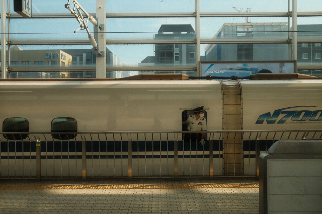 N700 series Tokaido Shinkansen at a Tokyo Station platform, Japan