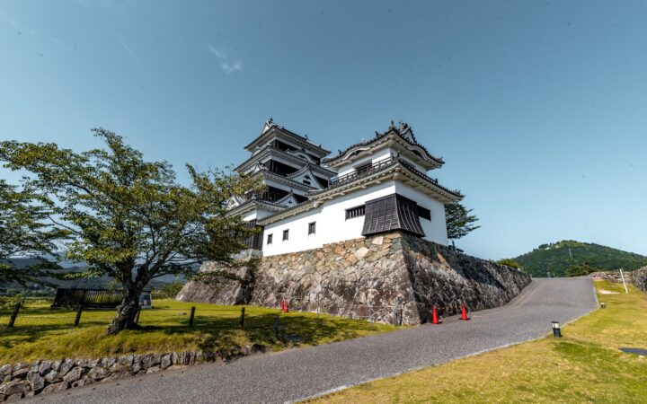 Ozu Castle keep and turrets in Ozu, Ehime Prefecture, the neighboring town of Uchiko